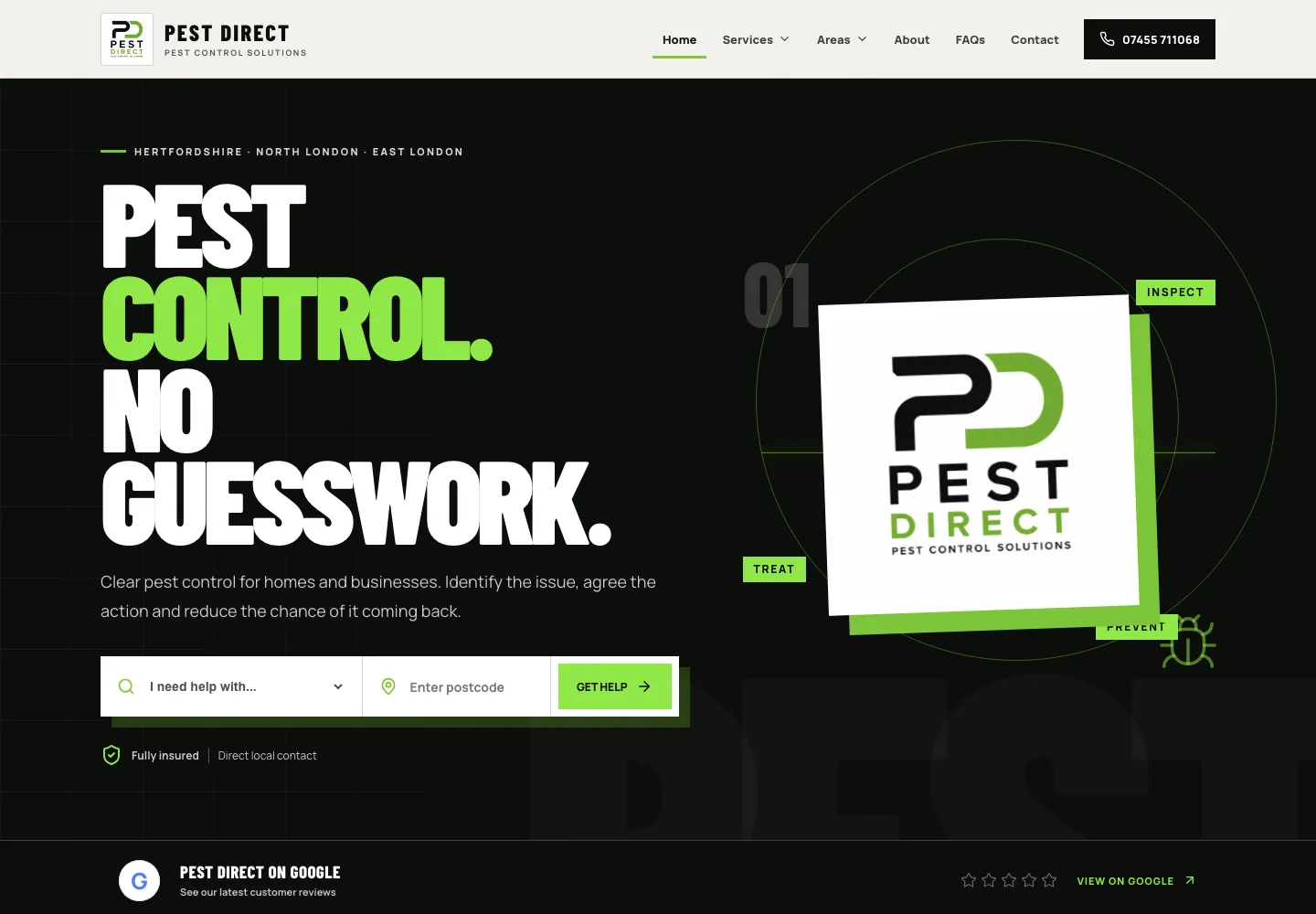 Screenshot of the Pest Direct website